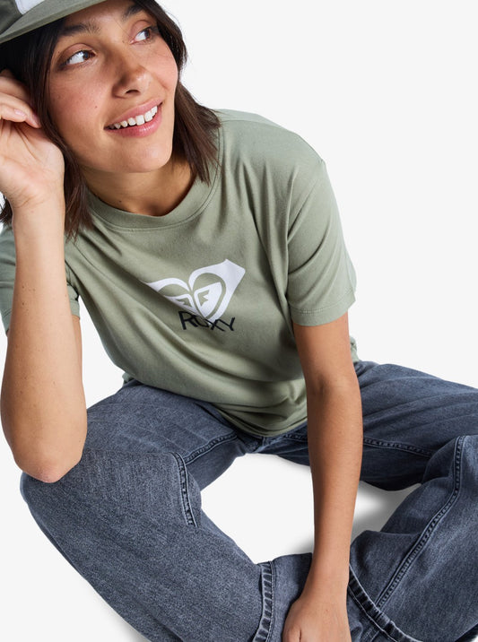 Roxy T-Shirt Maniche Corte Ocean Road Art Donna -green