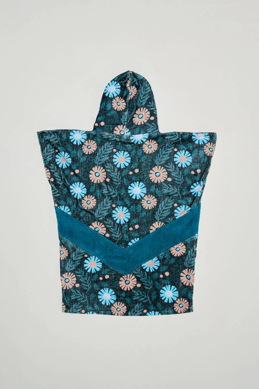 Poncho Junior 9-15 Anni Surf | Fantasia Floreal Blu, 100% Cotone