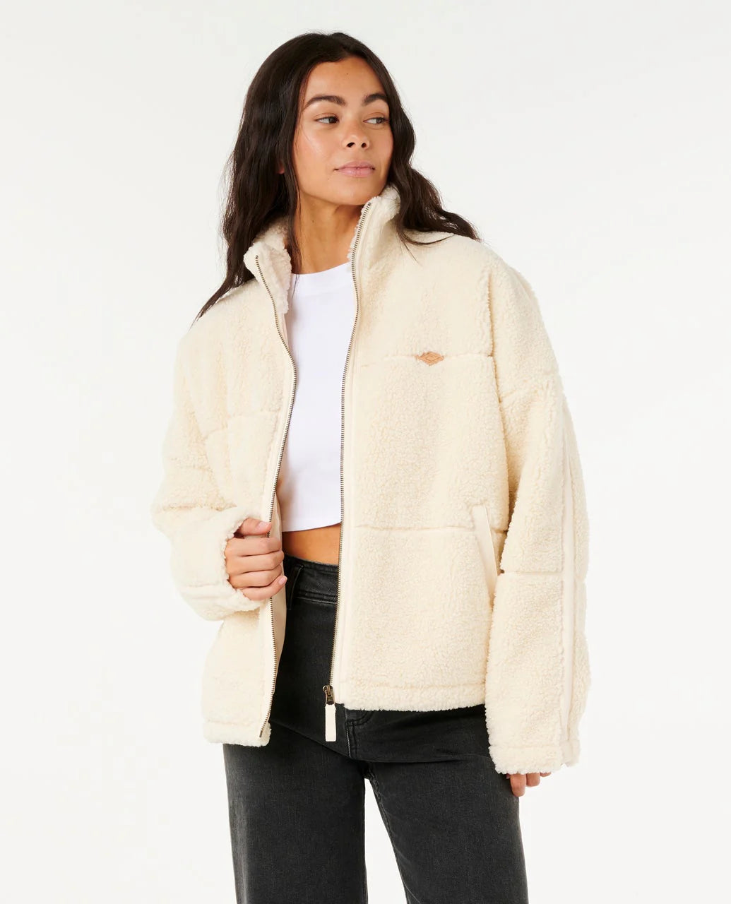 Giacca Donna in Pile Sherpa Cala Nights  Look Morbido e Chiusura Zip  Rip Curl