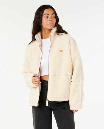 Giacca Donna in Pile Sherpa Cala Nights  Look Morbido e Chiusura Zip  Rip Curl