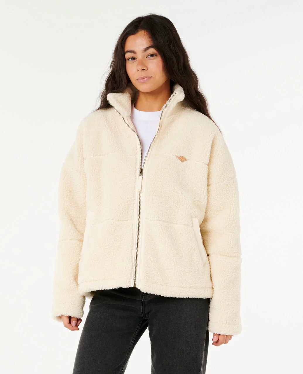 Giacca Donna in Pile Sherpa Cala Nights  Look Morbido e Chiusura Zip  Rip Curl