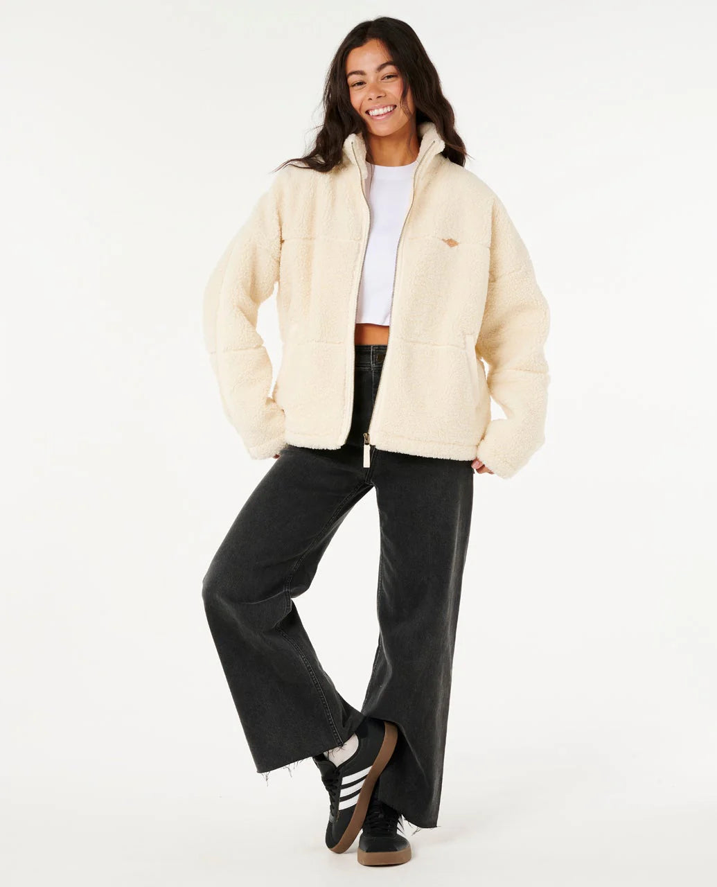 Giacca Donna in Pile Sherpa Cala Nights  Look Morbido e Chiusura Zip  Rip Curl