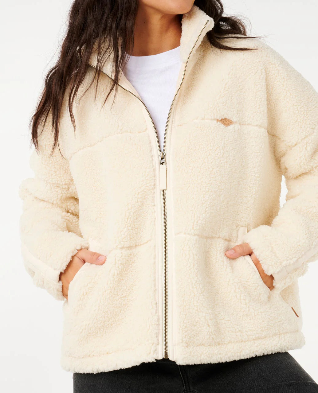 Giacca Donna in Pile Sherpa Cala Nights  Look Morbido e Chiusura Zip  Rip Curl