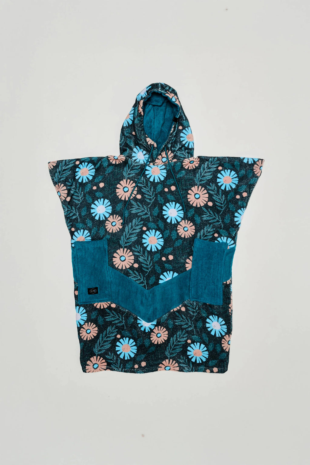 Poncho Junior 9-15 Anni Surf | Fantasia  Floreal Blu, 100% Cotone