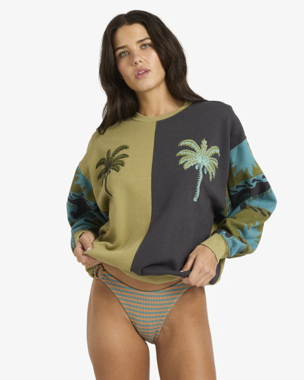 Felpa Verde Donna Billabong Split Palm Kenda