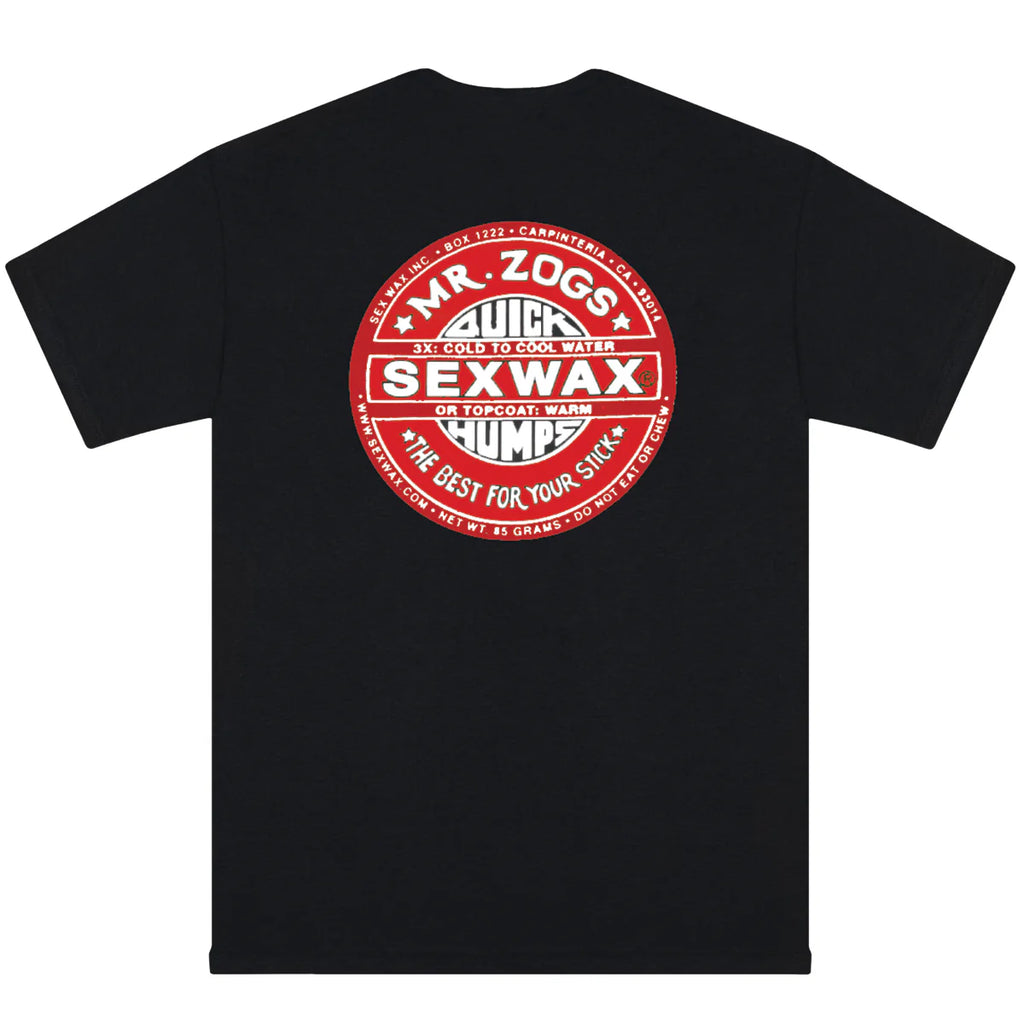 Maglietta Uomo Sex Wax Classic Logo Mr. Zog's Nera con Logo Rosso, 100% Cotone