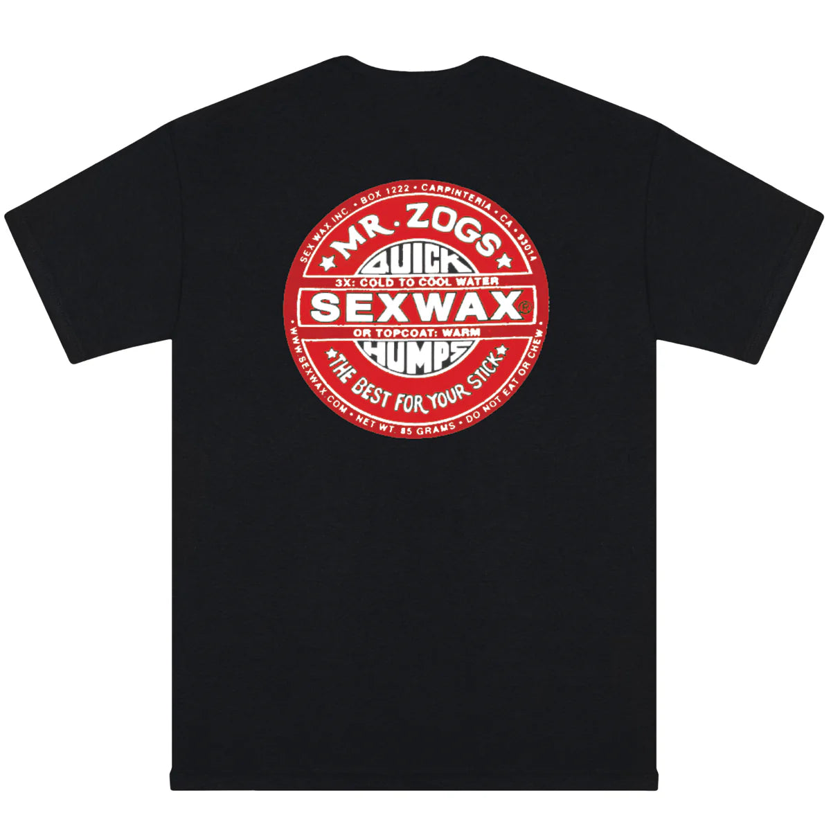 Maglietta Uomo Sex Wax Classic Logo Mr. Zog's Nera con Logo Rosso, 100% Cotone