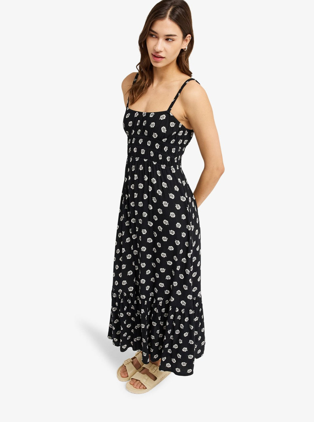 Vestito Allacciato Donna Sunrise Coastline Printed – Nero