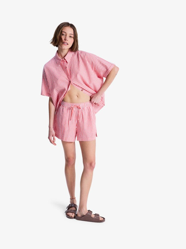 Bermuda da Spiaggia Donna Lekeitio Break High Stripe – Rosso