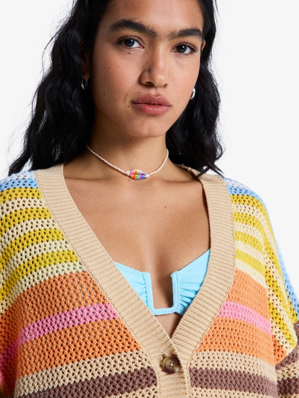 Cardigan Donna Scollo a V in Cotone Mid-Weight