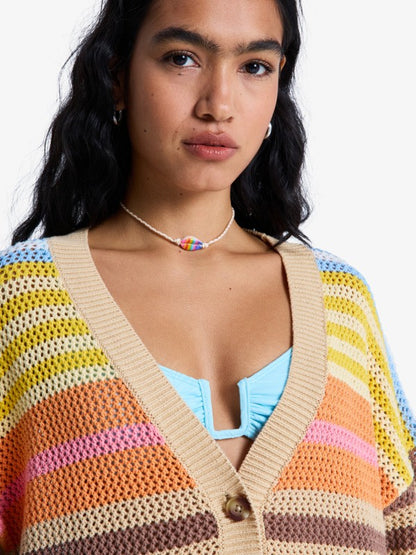 Cardigan Donna Scollo a V in Cotone Mid-Weight