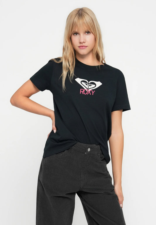 Roxy T-Shirt Maniche Corte Ocean Road Art Donna - Black