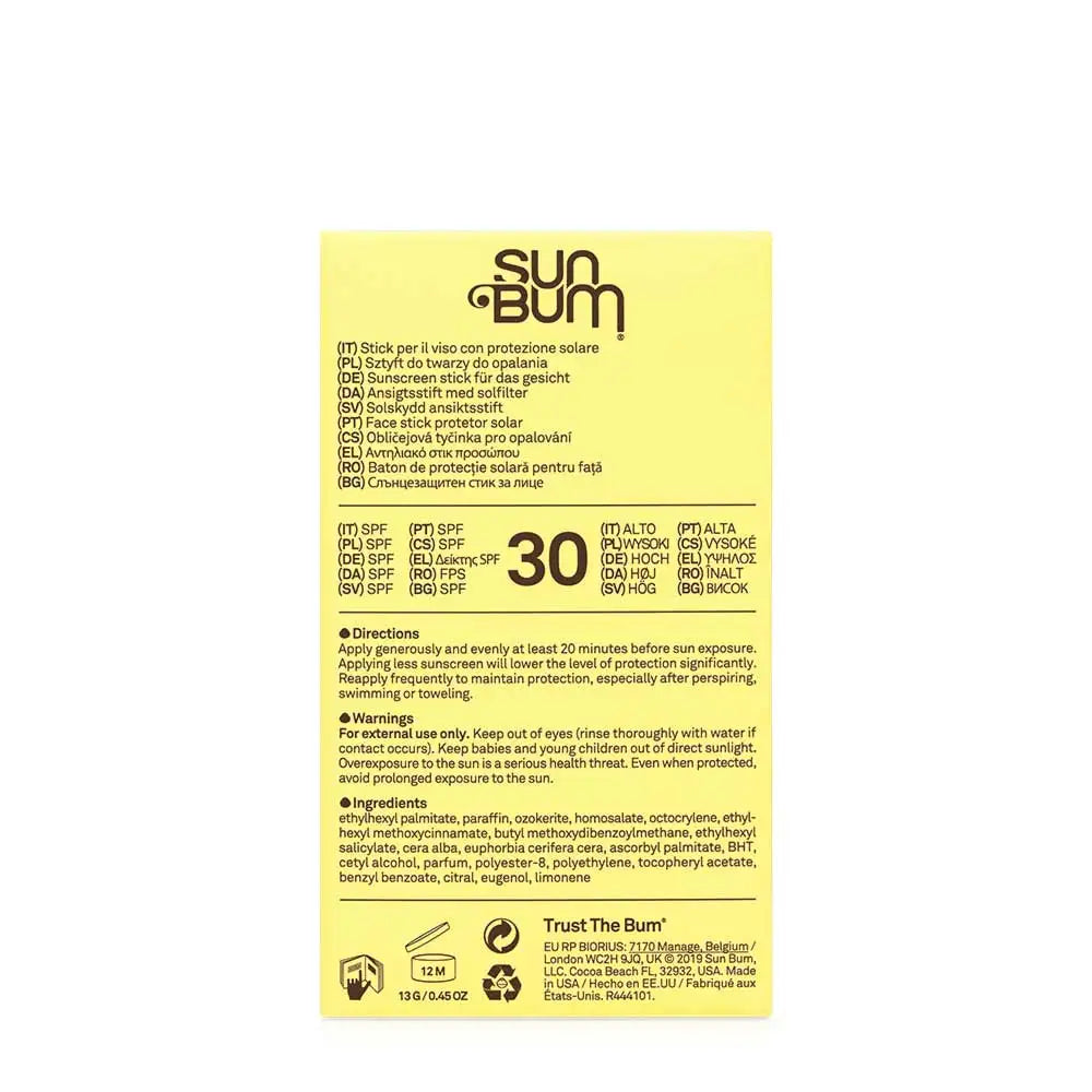 Stick Solare Viso Sun Bum Original SPF 30 | Ampio Spettro, Waterproof