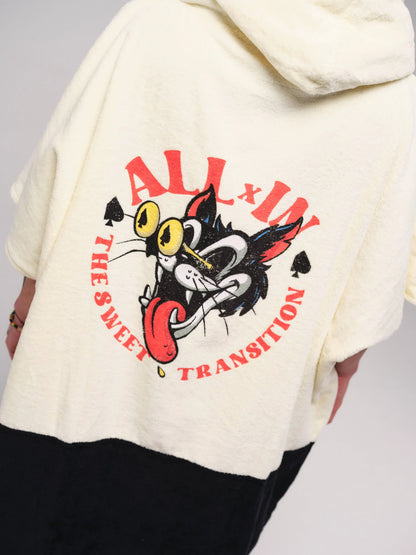 Poncho Mare e Surf Adulto in Spugna "Bad Cat" – Taglia Unica (V-Cut)