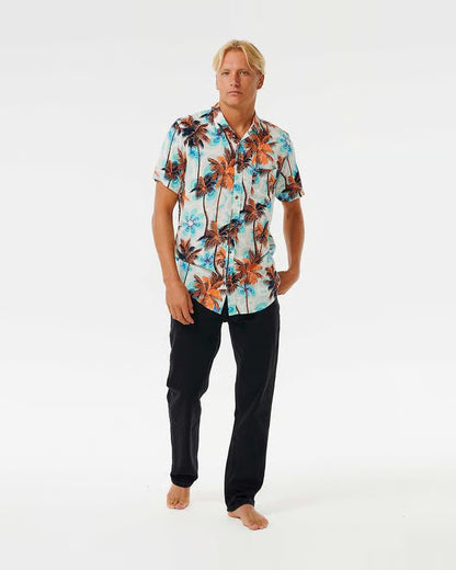 Camicia Uomo Rip Curl Barrel Killa | Manica Corta, Bianco/Arancio/Blu