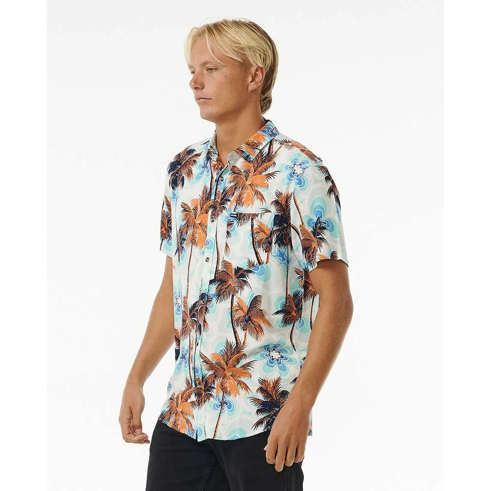 Camicia Uomo Rip Curl Barrel Killa | Manica Corta, Bianco/Arancio/Blu