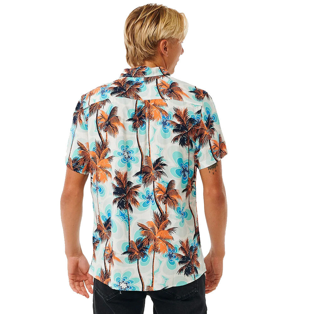 Camicia Uomo Rip Curl Barrel Killa | Manica Corta, Bianco/Arancio/Blu