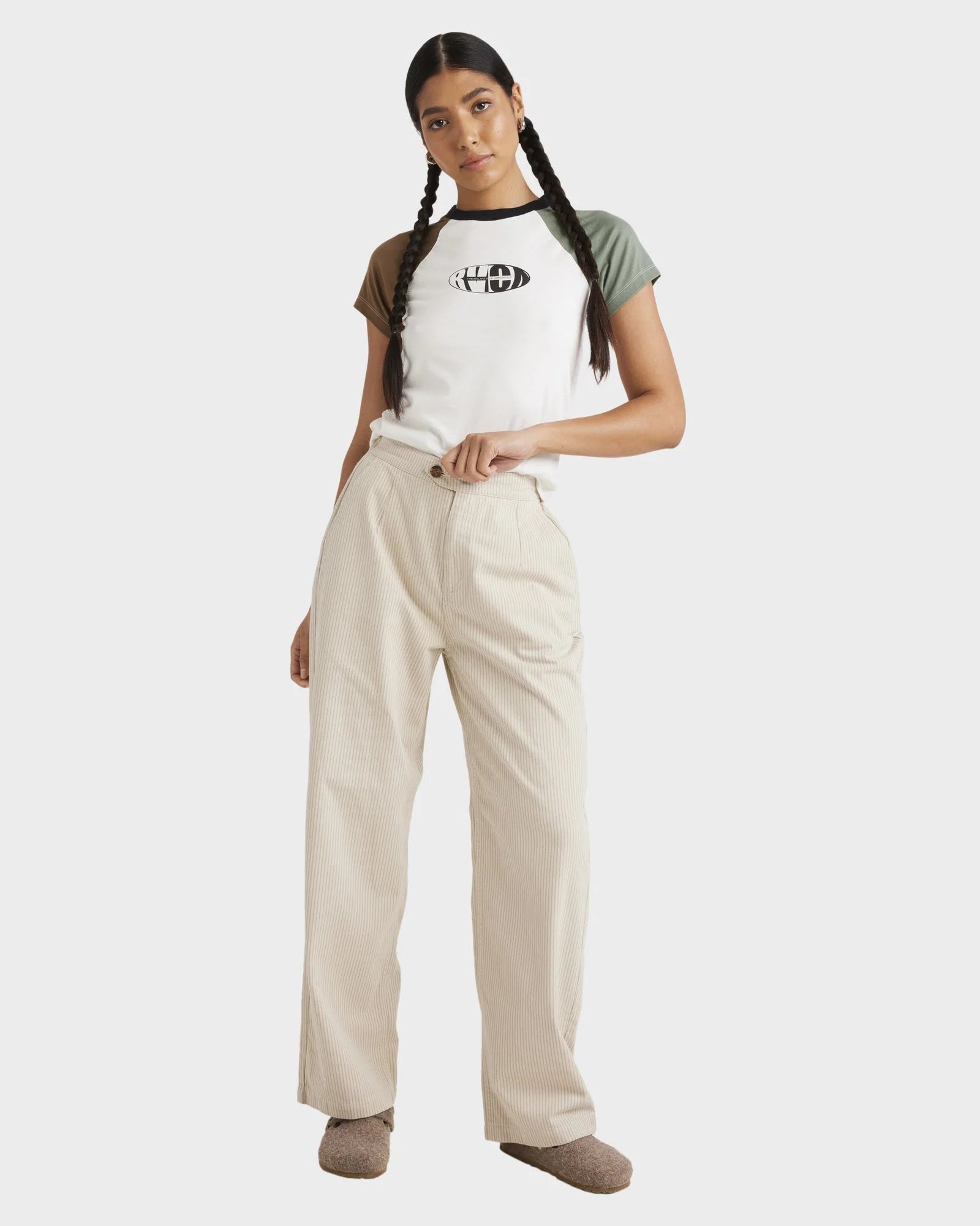 Pantaloni Donna Stripe Hudson Wide Leg | Vita Alta, Gamba Larga